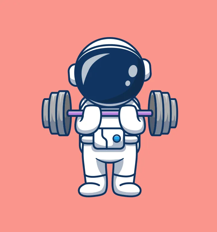 Illustration d’un astronaute soulevant un haltère.