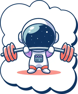 Illustration décorative d’un astronaute qui soulève un haltère.