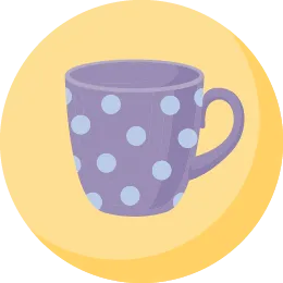 Illustration représentant une tasse avec décorée de pois.