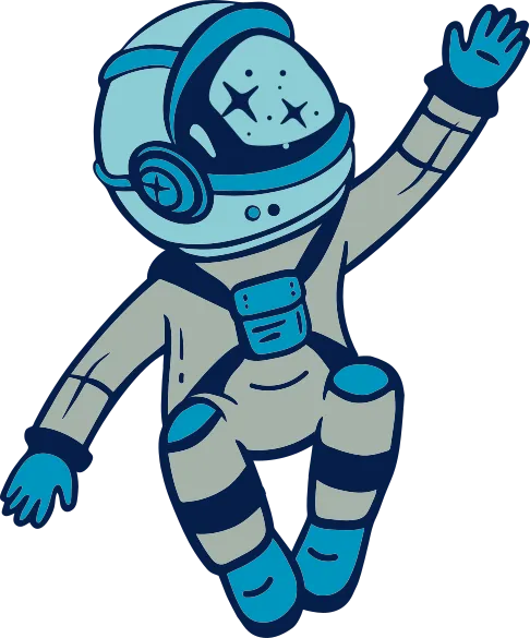 Illustration d’un astronaute qui flotte dans l’espace et qui s’adresse à l’élève au moyen d’un phylactère.