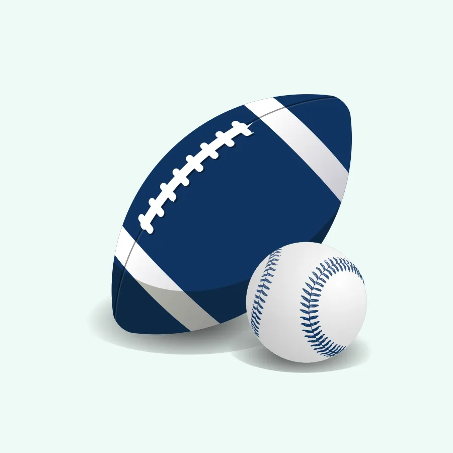 Illustration d’un ballon de football avec une balle de baseball.