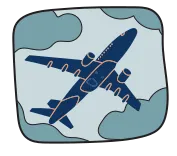 Illustration d’un avion qui perce entre les nuages.