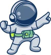 Illustration d'un astronaute caricatural dans une combinaison spatiale.