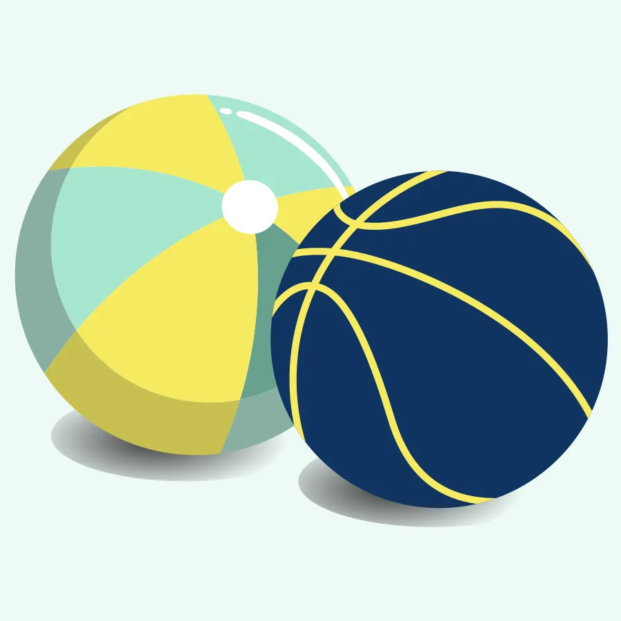 Illustration d’un ballon de plage avec un ballon de basketball.