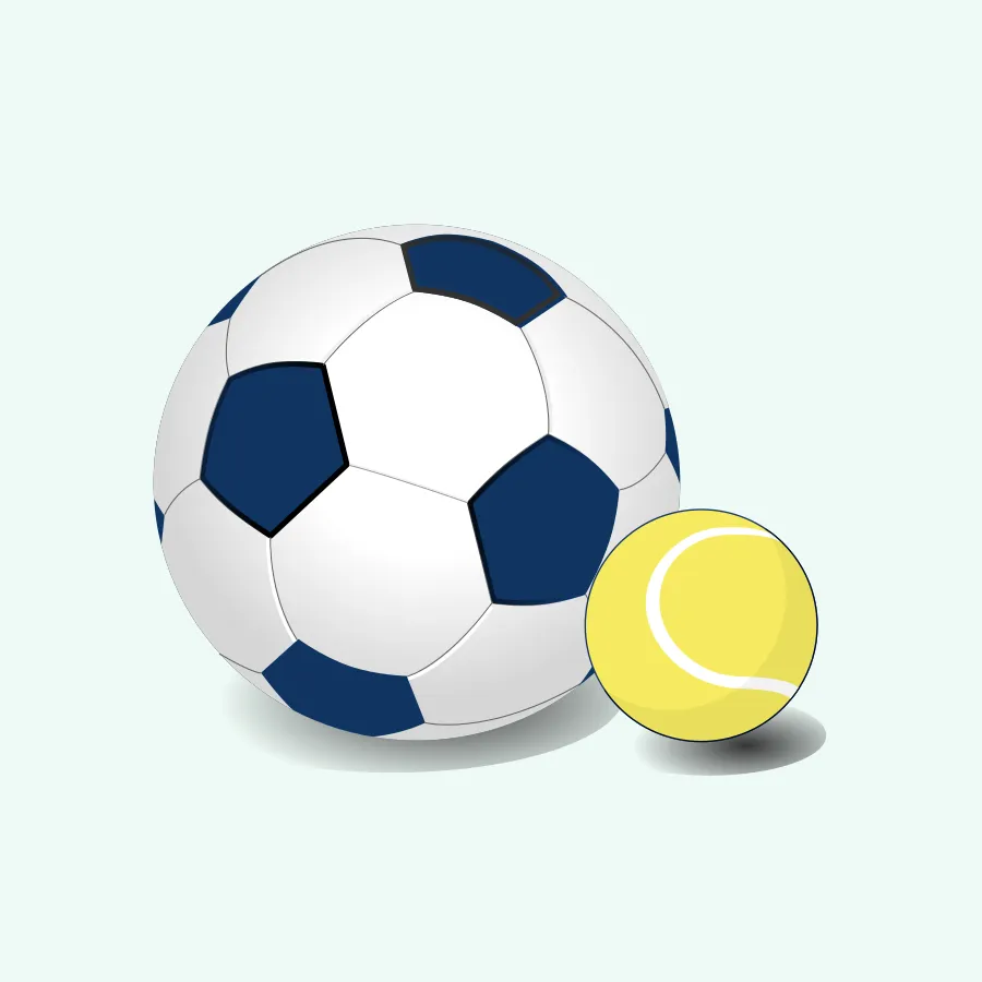 Illustration d’un ballon de soccer et d’une balle de tennis.