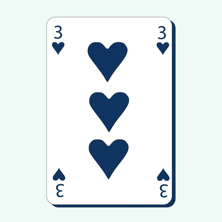Illustration d’une carte à jouer en l’occurrence un trois de pique.